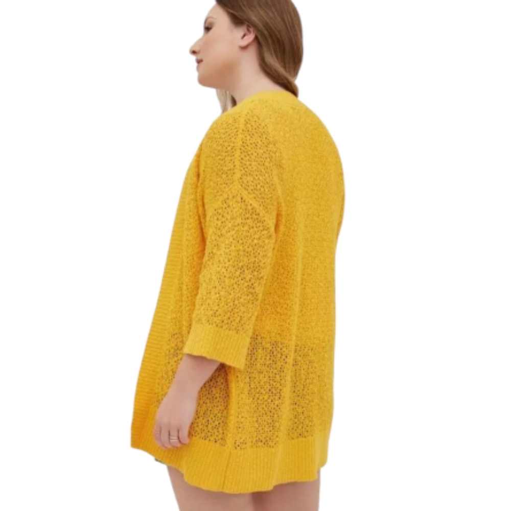 torrid Mustard Yellow Open-Front Knit Cardigan - Picture 3 of 8